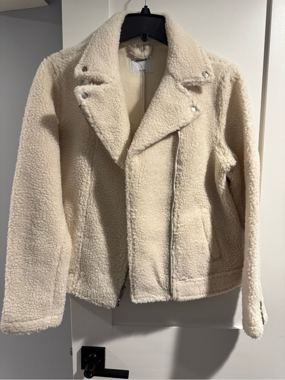 Old Navy Cream Sherpa Moto Jacket